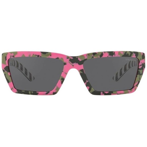 Prada Pink Camo Geo 57mm Rectangle Sunglasses NWOT - Picture 2 of 10
